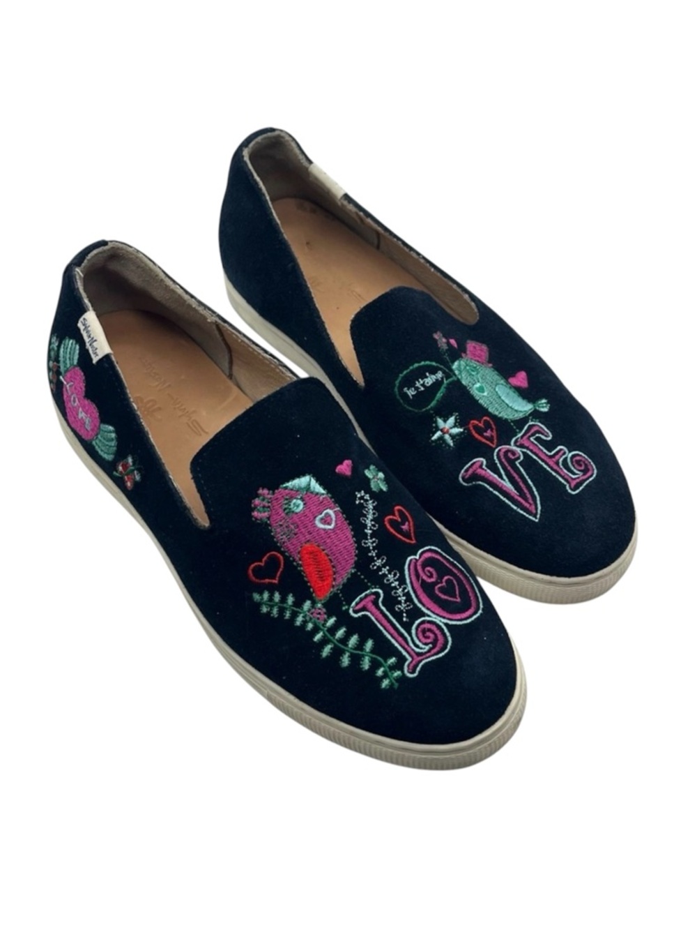Sylvia Noster Sz 7 Embroidered Love Slip On Shoes